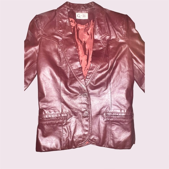 Gorgeous sleek Genuine maroon/brown leather jacket - Picture 2 of 4
